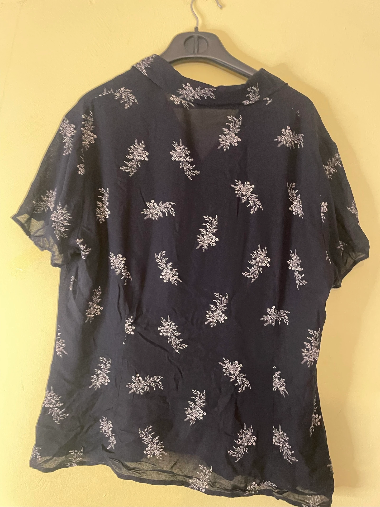 Zwarte Bloemenblouse Korte Mouwen – photo 4